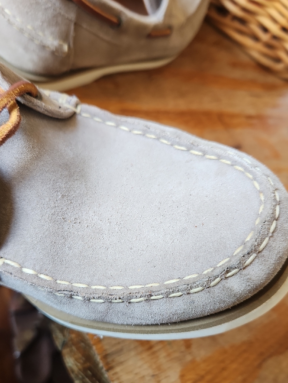 Allen Edmonds Force 10 sz 8.5 Port Washington Boat Shoes Suede Taupe - Picture 16 of 16
